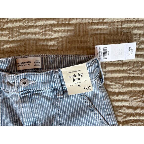 NWT 11/12 Reg Abercrombie Kids Wide Leg Jean High Rise Striped - Picture 9 of 10